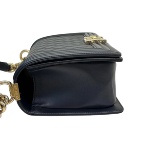 Boy Flap Medium Lambskin Quilted Dark Blue GHW