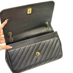 Diagonal Small Flap Calfskin Quilted Black GHW