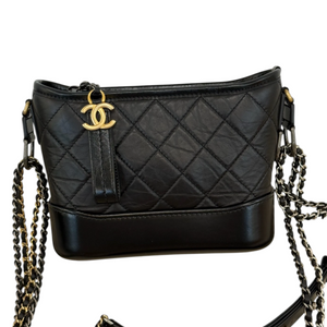 Gabrielle Hobo Small Aged Calfskin Quilted Black MHW