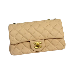 Single Flap with Flower Lock Small Lambskin Nude Pink GHW
