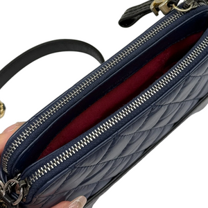 Gabrielle Clutch With Chain Small Calfskin Navy Black MHW