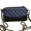 Gabrielle Clutch With Chain Small Calfskin Navy Black MHW