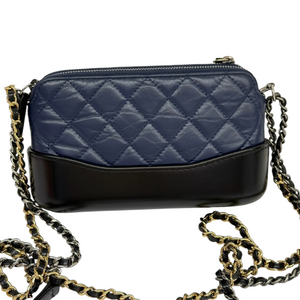 Gabrielle Clutch With Chain Small Calfskin Navy Black MHW