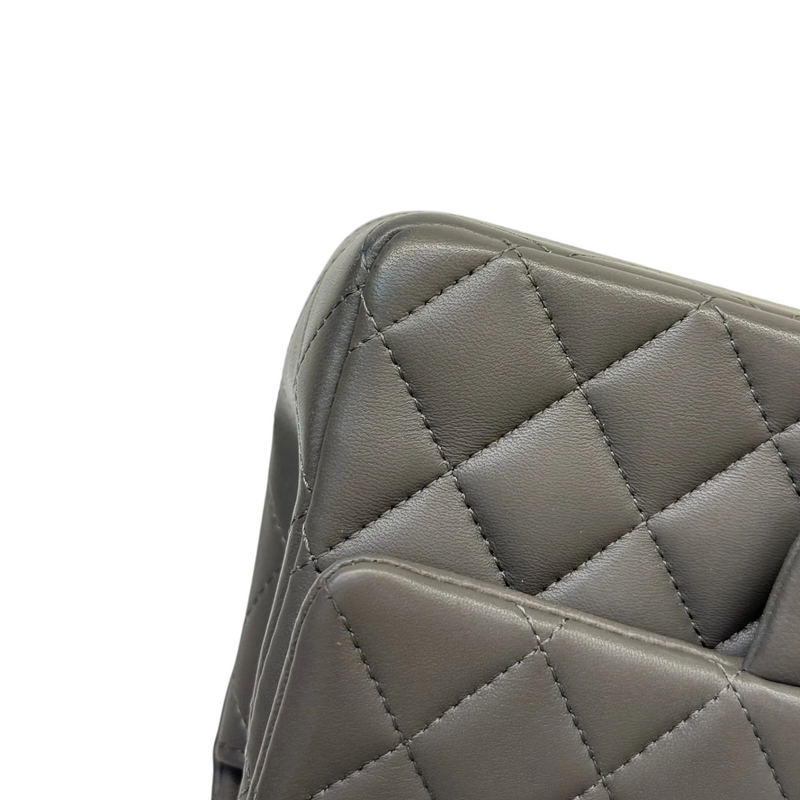 Top Handle Rectangular Flap Mini Lambskin Grey GHW