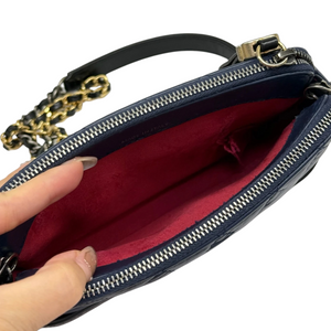 Gabrielle Clutch With Chain Small Calfskin Navy Black MHW