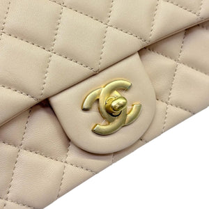 Single Flap with Flower Lock Small Lambskin Nude Pink GHW