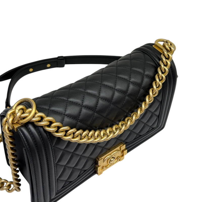 Boy Flap Medium Lambskin Quilted Black GHW