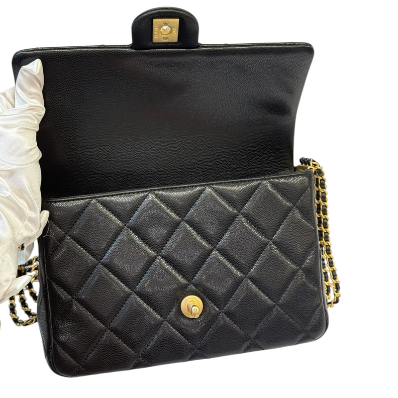 Seasonal Flap Crossbody Caviar Quilted Black GHW