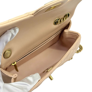 Single Flap with Flower Lock Small Lambskin Nude Pink GHW