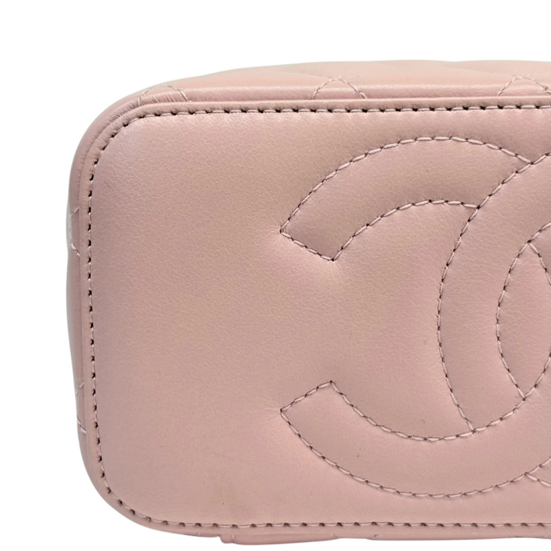 Vanity Case With Chain Sweet Camellia Small Lambskin Pink GHW