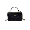 Top Handle Vanity Case Small Lambskin Black LGHW