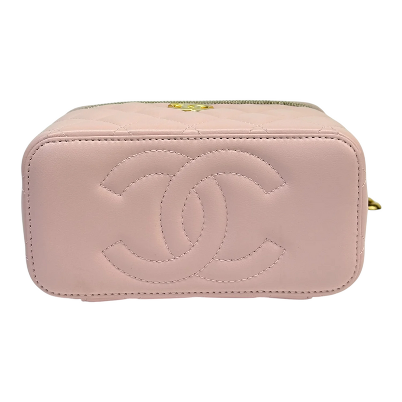 Vanity Case With Chain Sweet Camellia Small Lambskin Pink GHW