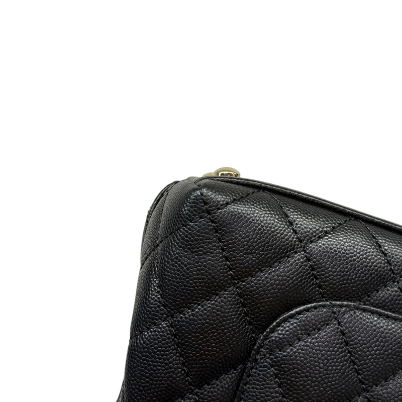 Coco Handle Clutch With Chain Mini Caviar Black GHW