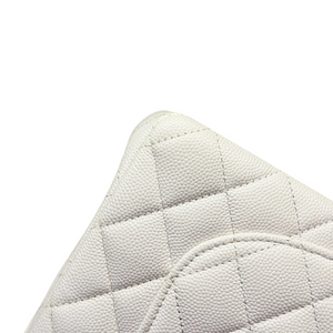 Classic Double Flap Small Caviar Quilted White GHW