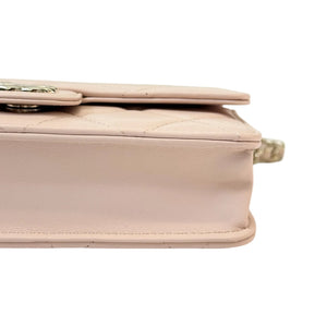 Wallet On Chain WOC Lambskin Plexi Quilted Pink GHW