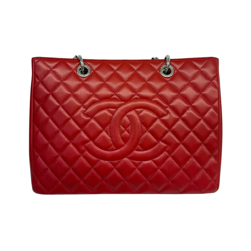 Grand Shopping Tote GST Caviar Quilted Red SHW