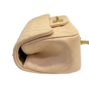 Single Flap with Flower Lock Small Lambskin Nude Pink GHW