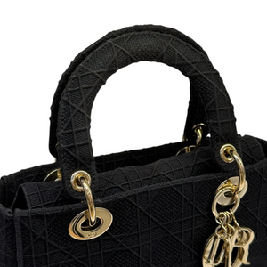 Lady D-Lite Medium Canvas Cannage Black GHW