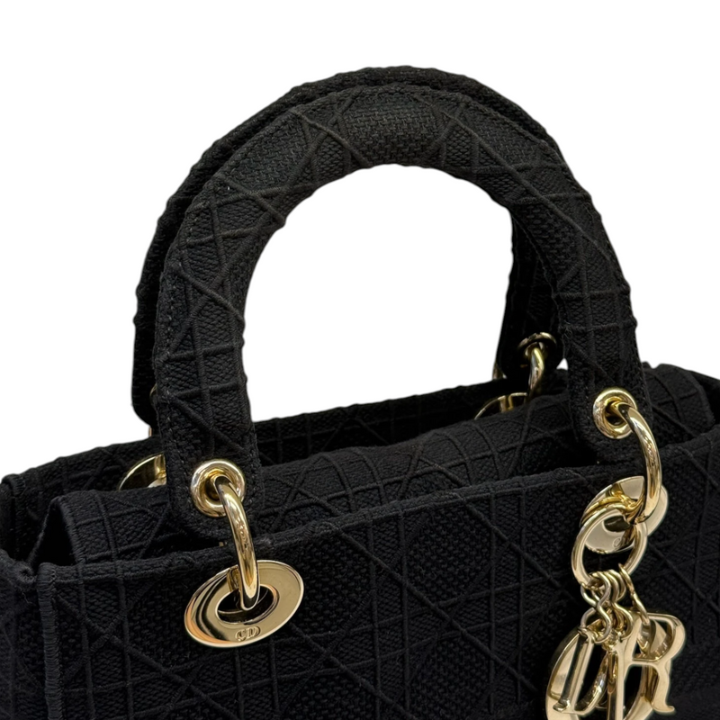 Lady D-Lite Medium Canvas Cannage Black GHW