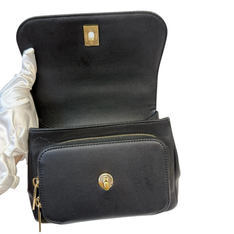 Business Affinity Flap Small Caviar Quilted Black LGHW