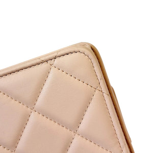 Wallet On Chain WOC Lambskin Plexi Quilted Pink GHW