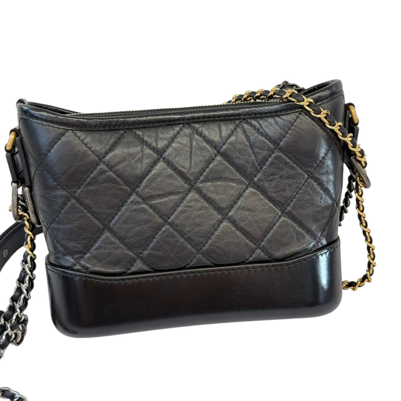 Gabrielle Hobo Small Aged Calfskin Quilted Black MHW