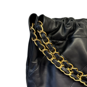 Chanel 22 Medium Shiny Calfskin Quilted Black GHW