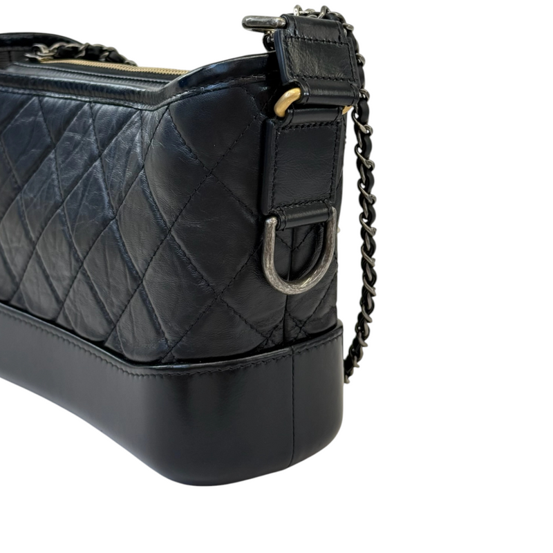 Gabrielle Hobo Small Aged Calfskin Quilted Black MHW