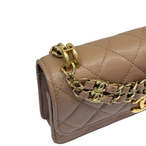 Wallet on Chain WOC Caviar Quilted Dark Beige GHW