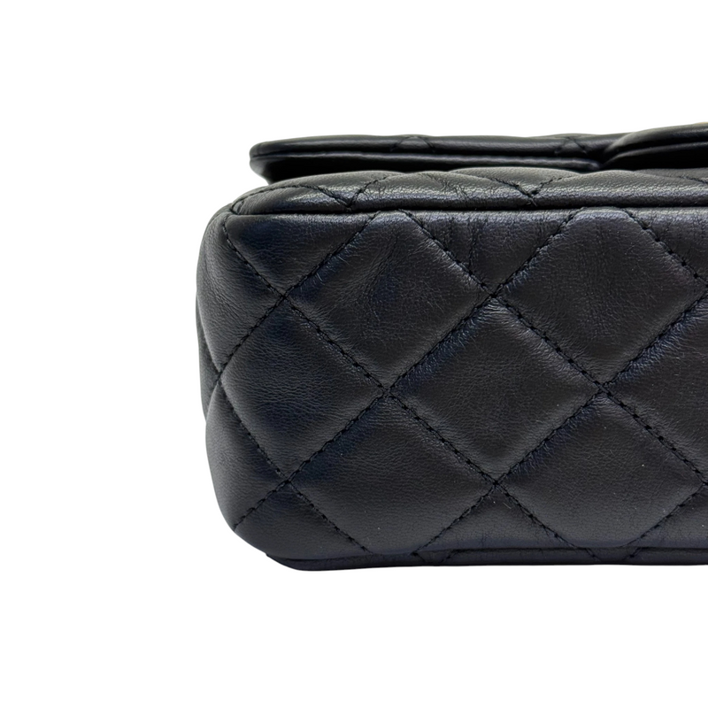 Rectangular Pearl Crush Flap Lambskin Quilted Black GHW