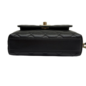 Coco Handle Clutch With Chain Caviar Quilted Black GHW