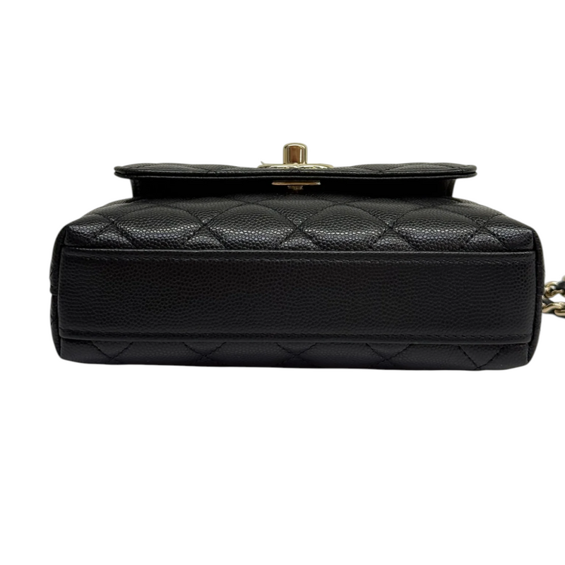 Coco Handle Clutch With Chain Caviar Quilted Black GHW