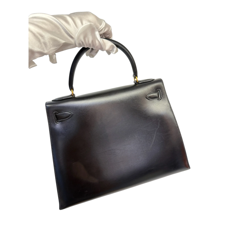 Vintage Kelly Sellier 28 Box Calfskin Black GHW