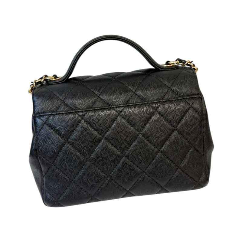 Business Affinity Flap Small Caviar Quilted Black LGHW