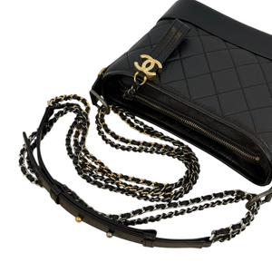 Gabrielle Hobo Small Aged Calfskin Quilted Black MHW