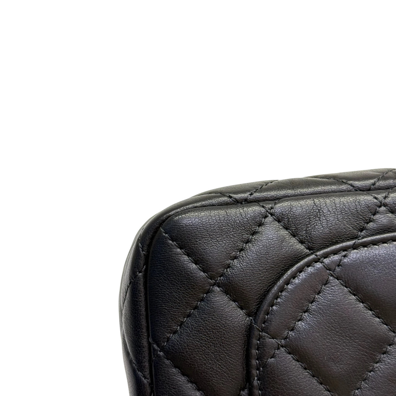 Rectangular Pearl Crush Flap Lambskin Quilted Black GHW