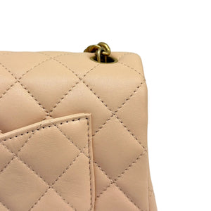 Single Flap with Flower Lock Small Lambskin Nude Pink GHW