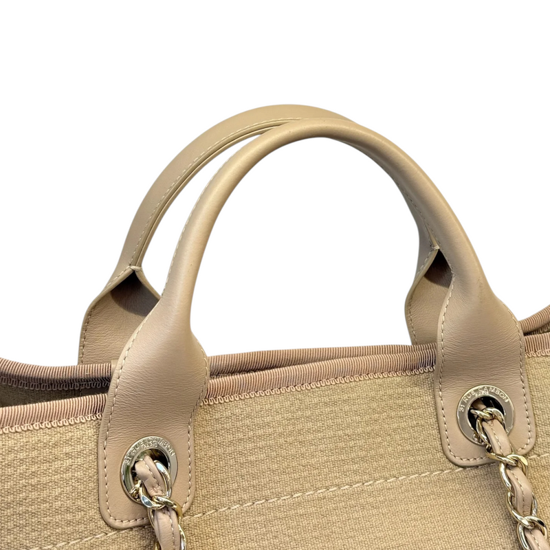 Deauville Tote Medium Mixed Fibers Beige LGHW