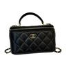 Top Handle Vanity Case Small Lambskin Black LGHW