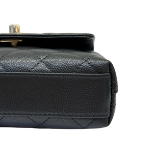 Coco Handle Clutch With Chain Caviar Quilted Black GHW
