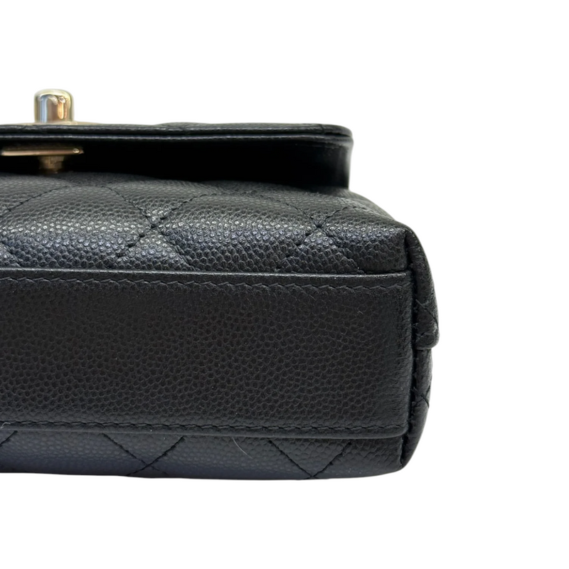 Coco Handle Clutch With Chain Caviar Quilted Black GHW
