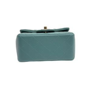 Square Flap Mini Lambskin Quilted Green LGHW