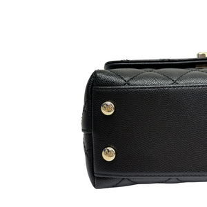 Coco Handle Clutch With Chain Mini Caviar Black GHW
