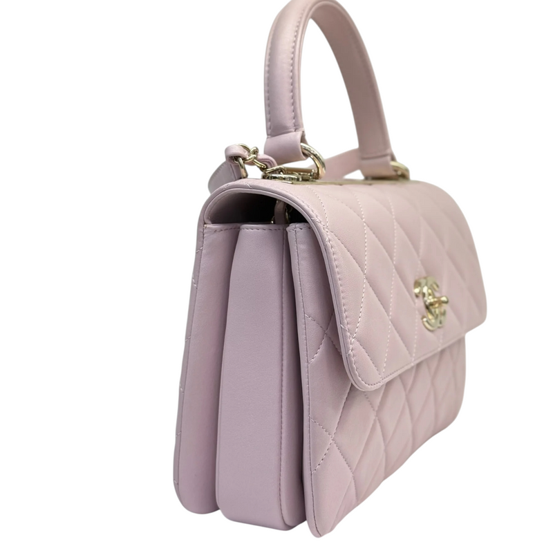 Trendy CC Flap Top Handle Lambskin Light Purple LGHW