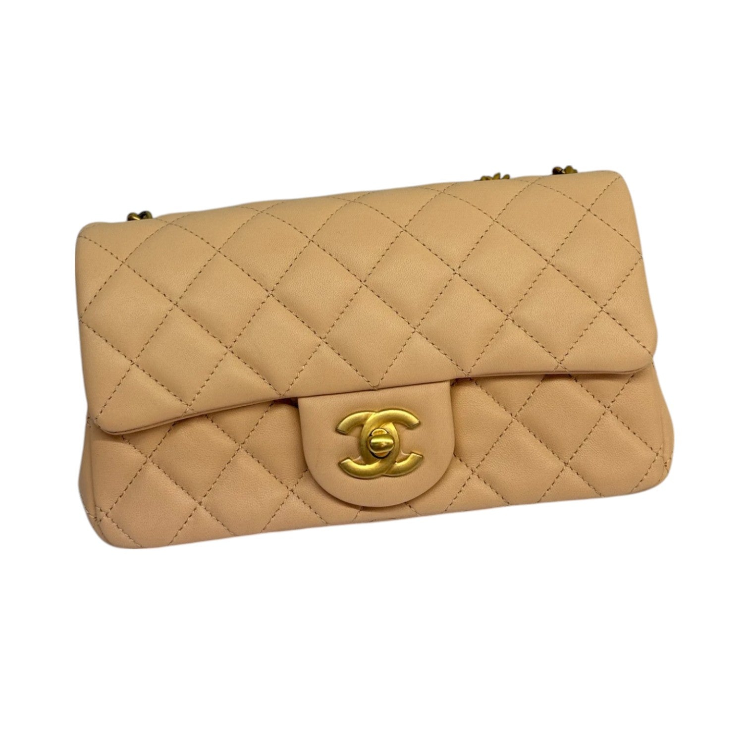 Chanel Single Flap with Flower Lock Small Lambskin Nude Pink GHW