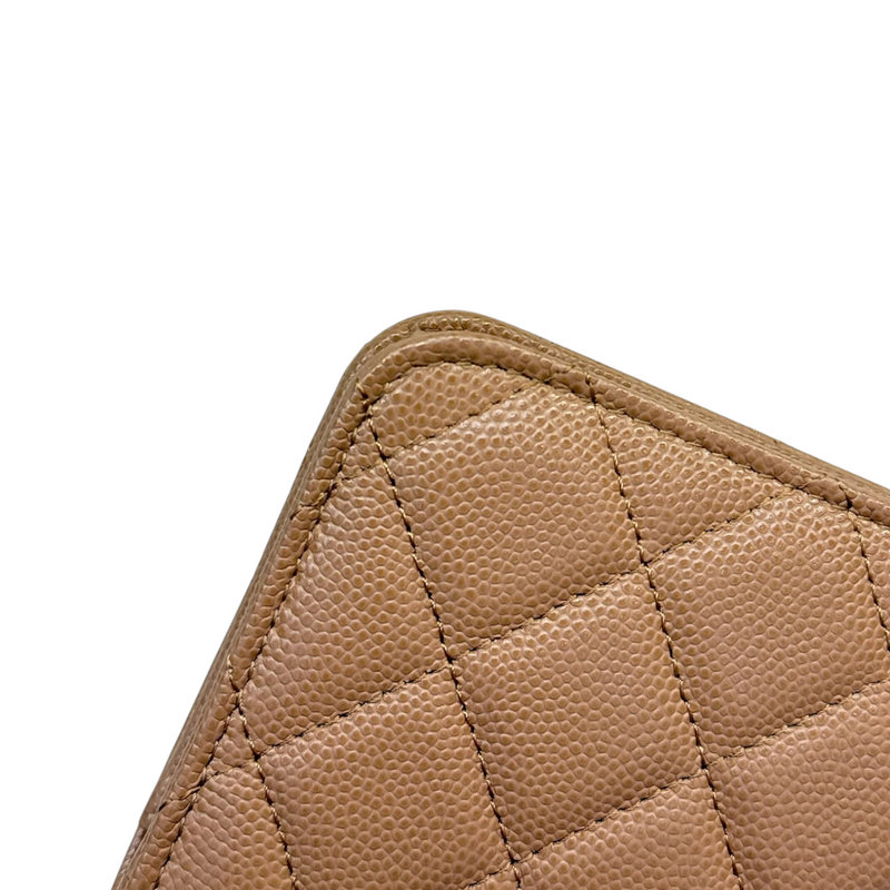 Wallet on Chain WOC Caviar Quilted Dark Beige GHW