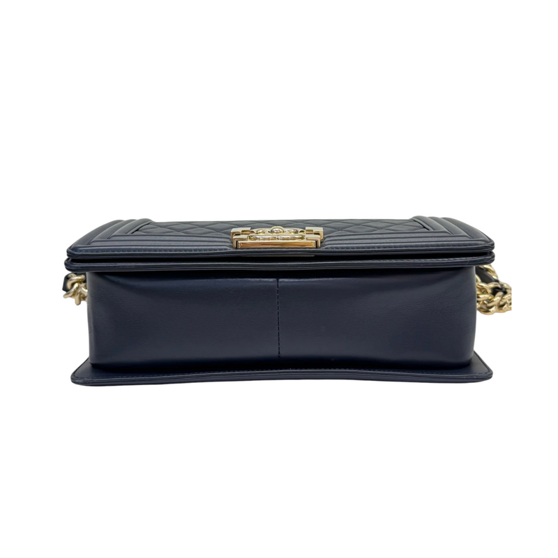 Boy Flap Medium Lambskin Quilted Dark Blue GHW