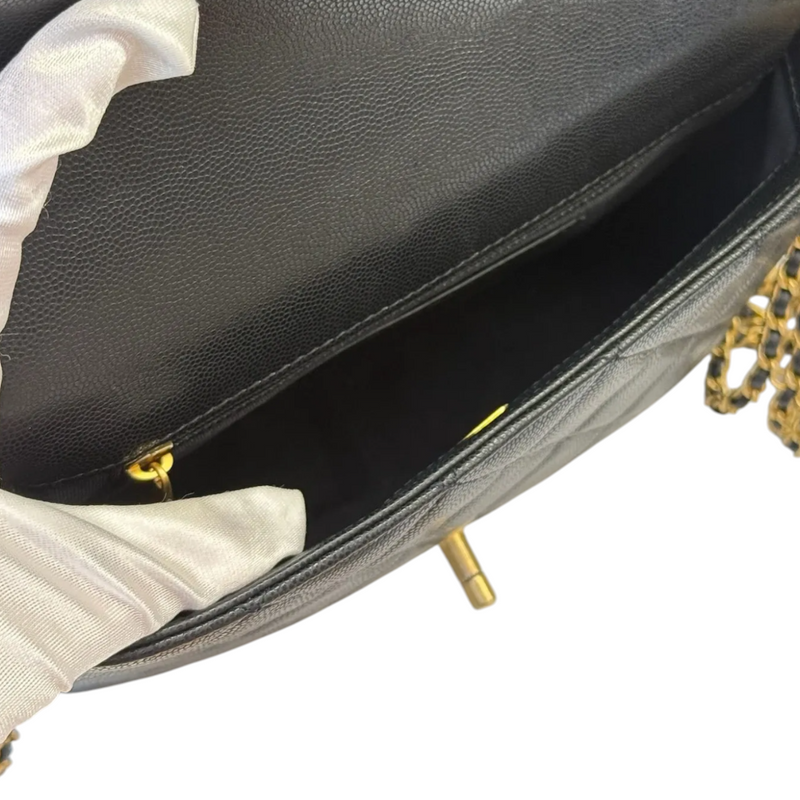Seasonal Flap Crossbody Caviar Quilted Black GHW
