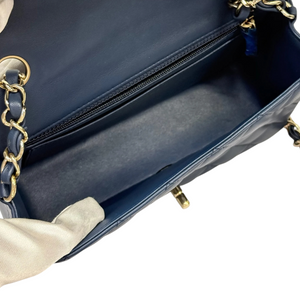 Rectangular Flap Mini Lambskin Quilted Blue LGHW