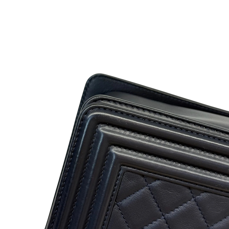 Boy Flap Medium Lambskin Quilted Dark Blue GHW